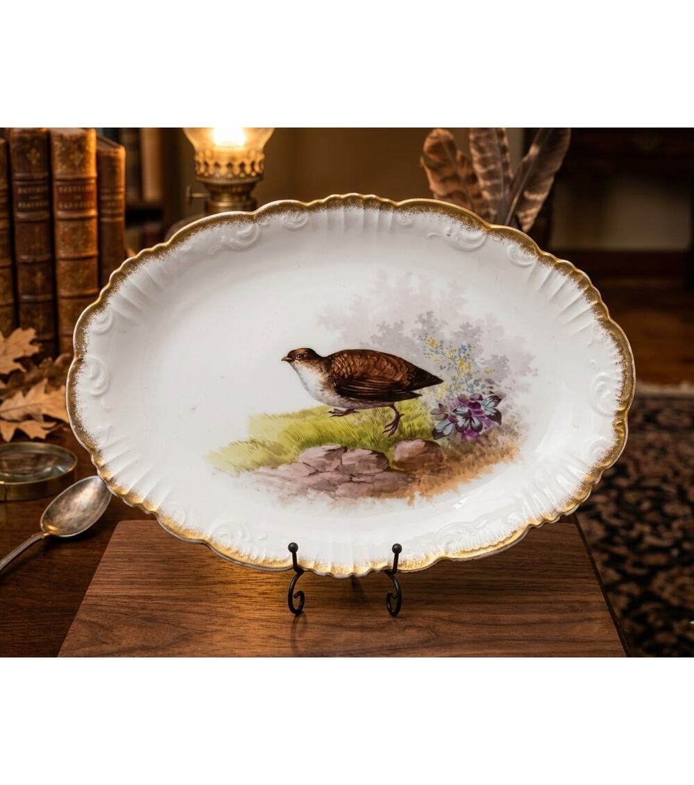 French Limoges Game Bird Large Serving Platter by Lewis Strauss & Sons Antique